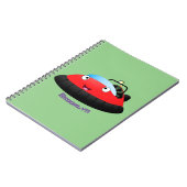Cute red happy hovercraft cartoon notitieboek (Linkerzijde)