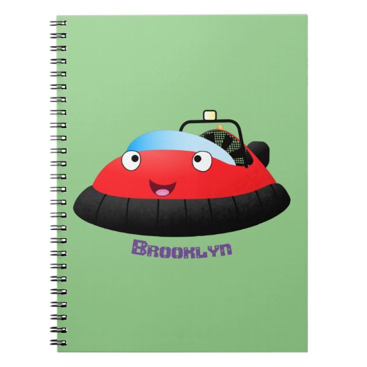 Cute red happy hovercraft cartoon notitieboek (Voorkant)