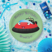 Cute red happy hovercraft cartoon papieren bordje (Feest)