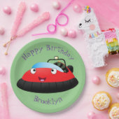 Cute red happy hovercraft cartoon papieren bordje (Feest)