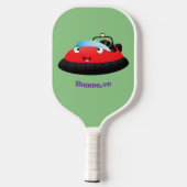 Cute red happy hovercraft cartoon pickleball paddle (Achterkant)