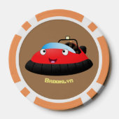 Cute red happy hovercraft cartoon poker chips (Achterkant)