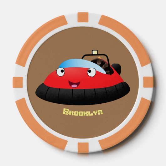 Cute red happy hovercraft cartoon poker chips (Voorkant)