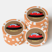 Cute red happy hovercraft cartoon poker chips (Opstapeling)