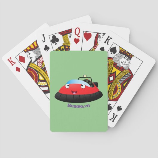 Cute red happy hovercraft cartoon pokerkaarten (Achterkant)