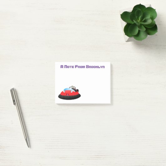 Cute red happy hovercraft cartoon post-it® notes (Kantoor)