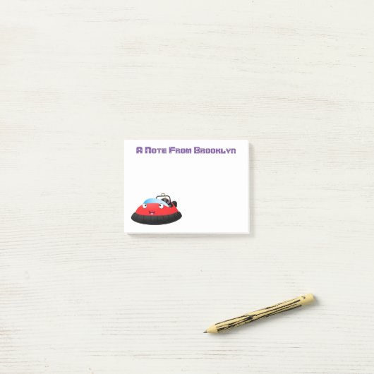 Cute red happy hovercraft cartoon post-it® notes (Op bureau)
