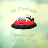 Cute red happy hovercraft cartoon raamsticker (Vel 3)