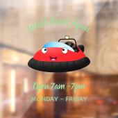 Cute red happy hovercraft cartoon raamsticker (Vel 2)