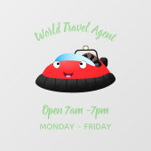 Cute red happy hovercraft cartoon raamsticker (Vel)