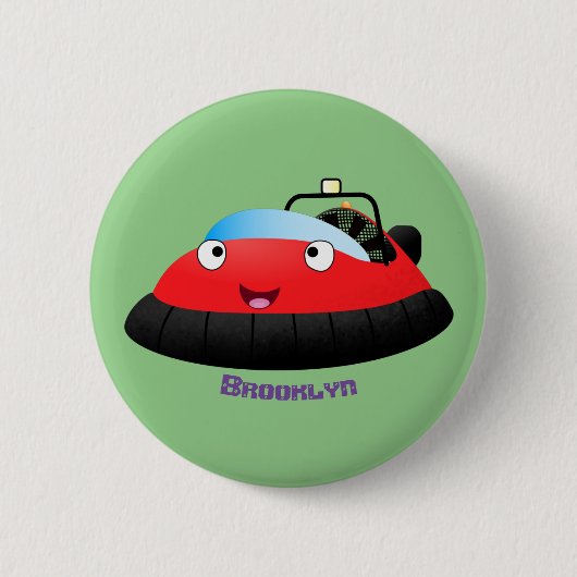 Cute red happy hovercraft cartoon ronde button 5,7 cm (Voorkant)