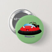 Cute red happy hovercraft cartoon ronde button 5,7 cm (Voorkant /achterkant)