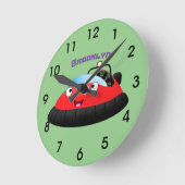Cute red happy hovercraft cartoon ronde klok (Hoek)
