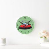 Cute red happy hovercraft cartoon ronde klok (Huis)
