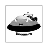 Cute red happy hovercraft cartoon rubberstempel (Afrduk)