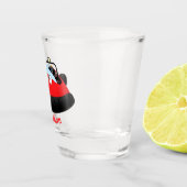 Cute red happy hovercraft cartoon shot glas (Rechts)