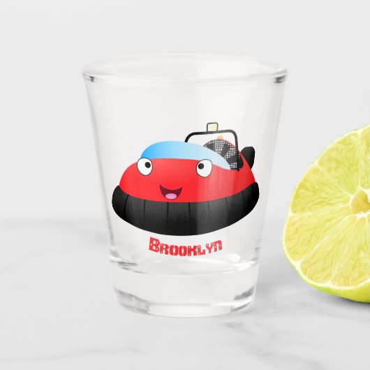 Cute red happy hovercraft cartoon shot glas (Voorkant)