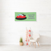 Cute red happy hovercraft cartoon spandoek (Insitu)