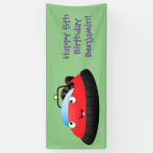 Cute red happy hovercraft cartoon spandoek (Verticaal)