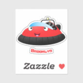 Cute red happy hovercraft cartoon sticker (Vel)