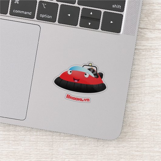 Cute red happy hovercraft cartoon sticker (Detail)