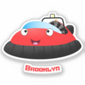 Cute red happy hovercraft cartoon sticker (Voorkant)