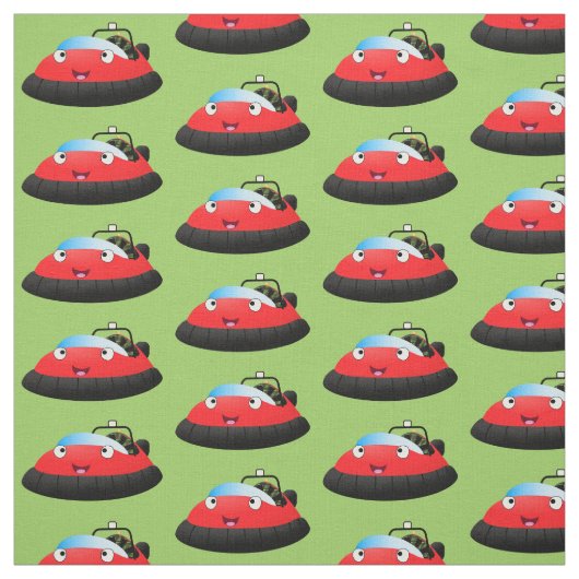 Cute red happy hovercraft cartoon stof (Swatch)