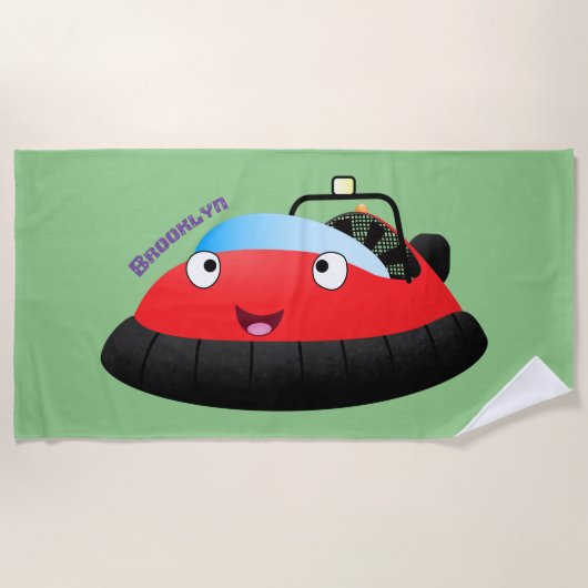 Cute red happy hovercraft cartoon strandlaken (Voorkant)