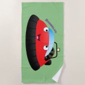 Cute red happy hovercraft cartoon strandlaken (Voorkant)