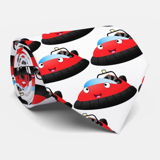 Cute red happy hovercraft cartoon stropdas (Opgerold)