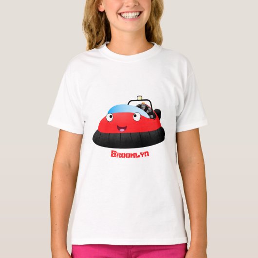 Cute red happy hovercraft cartoon t-shirt (Voorkant)