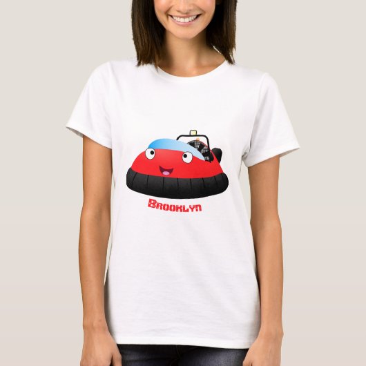 Cute red happy hovercraft cartoon t-shirt (Voorkant)