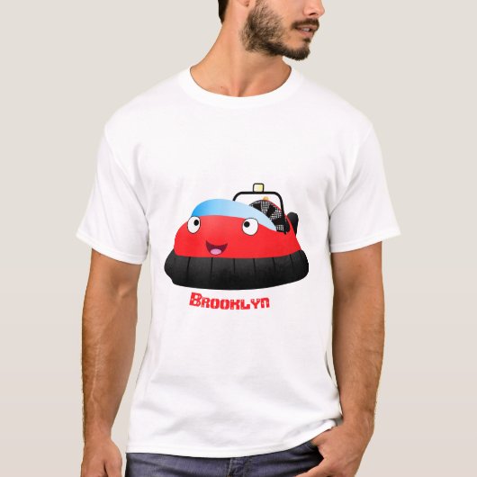 Cute red happy hovercraft cartoon t-shirt (Voorkant)