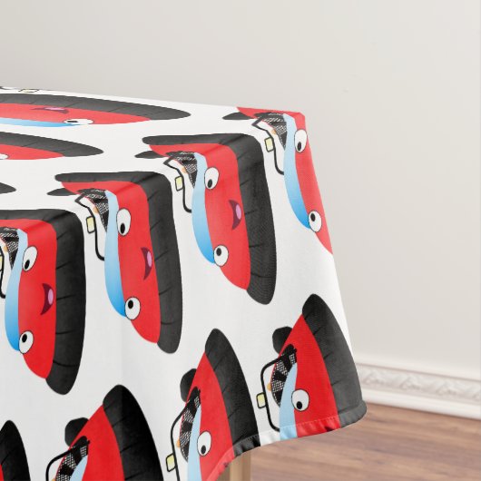 Cute red happy hovercraft cartoon tafelkleed (Voorbeeld)