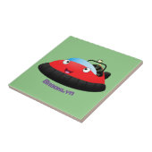 Cute red happy hovercraft cartoon tegeltje (Zijkant)