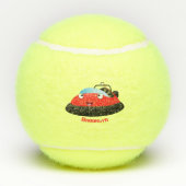 Cute red happy hovercraft cartoon tennisballen (Achterkant)