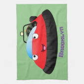 Cute red happy hovercraft cartoon theedoek (Verticaal)
