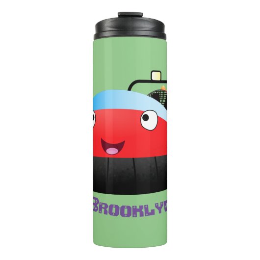 Cute red happy hovercraft cartoon thermosbeker (Voorkant)