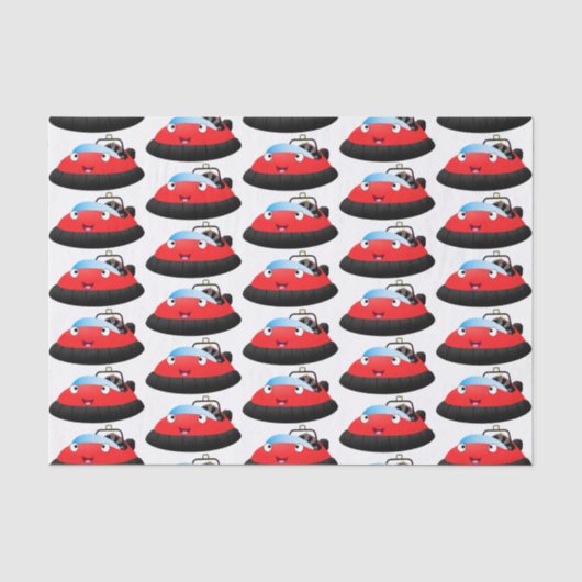 Cute red happy hovercraft cartoon tissuepapier (Voorkant)