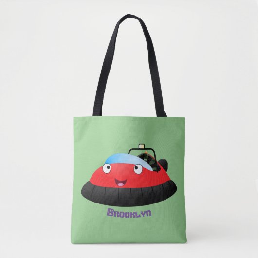 Cute red happy hovercraft cartoon tote bag (Voorkant)