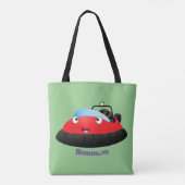 Cute red happy hovercraft cartoon tote bag (Achterkant)