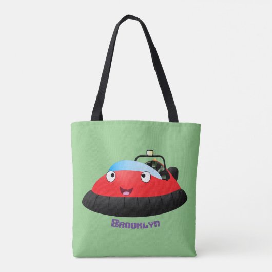 Cute red happy hovercraft cartoon tote bag (Achterkant)