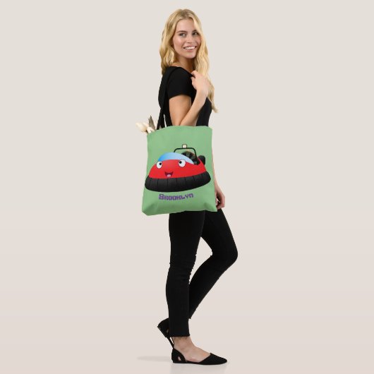 Cute red happy hovercraft cartoon tote bag (Op model)