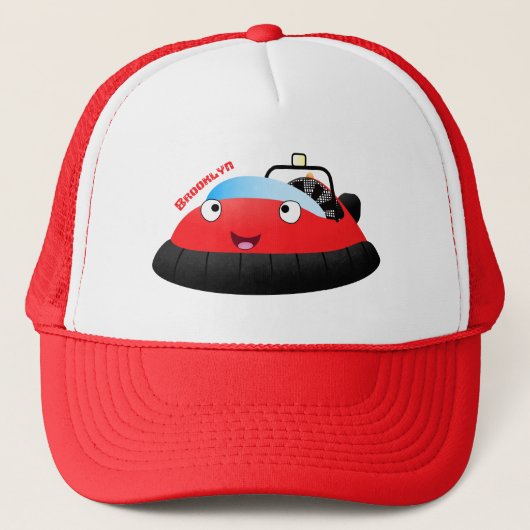 Cute red happy hovercraft cartoon trucker pet (Voorkant)