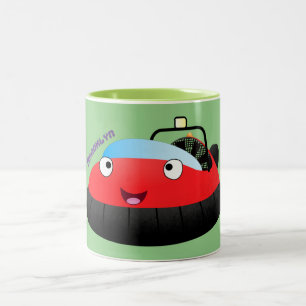 Cute red happy hovercraft cartoon tweekleurige koffiemok