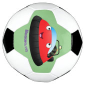 Cute red happy hovercraft cartoon voetbal (Gedraaid)