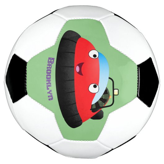 Cute red happy hovercraft cartoon voetbal (Gedraaid)