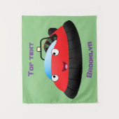 Cute red happy hovercraft cartoon wandkleed (Voorkant)