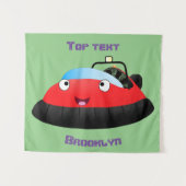Cute red happy hovercraft cartoon wandkleed (Voorkant (horizontaal))