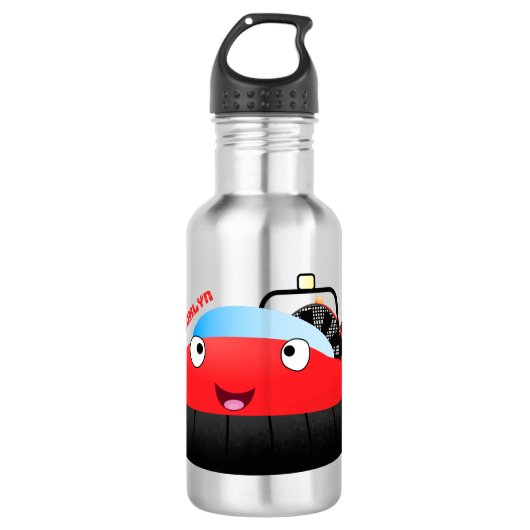 Cute red happy hovercraft cartoon waterfles (Voorkant)